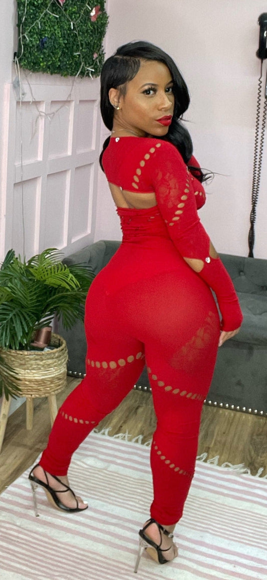 Ready Or Not Jumpsuit (Red)