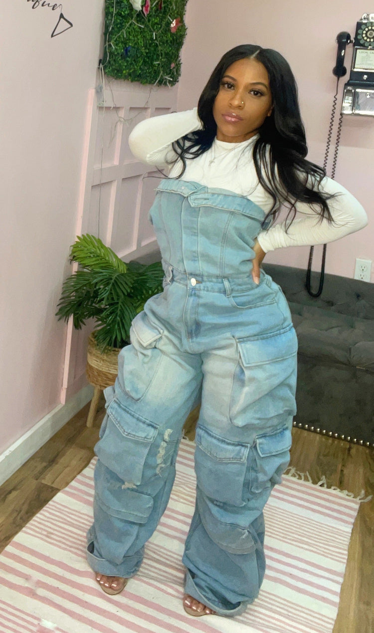 Keep The Same Energy Denim Jumpsuit