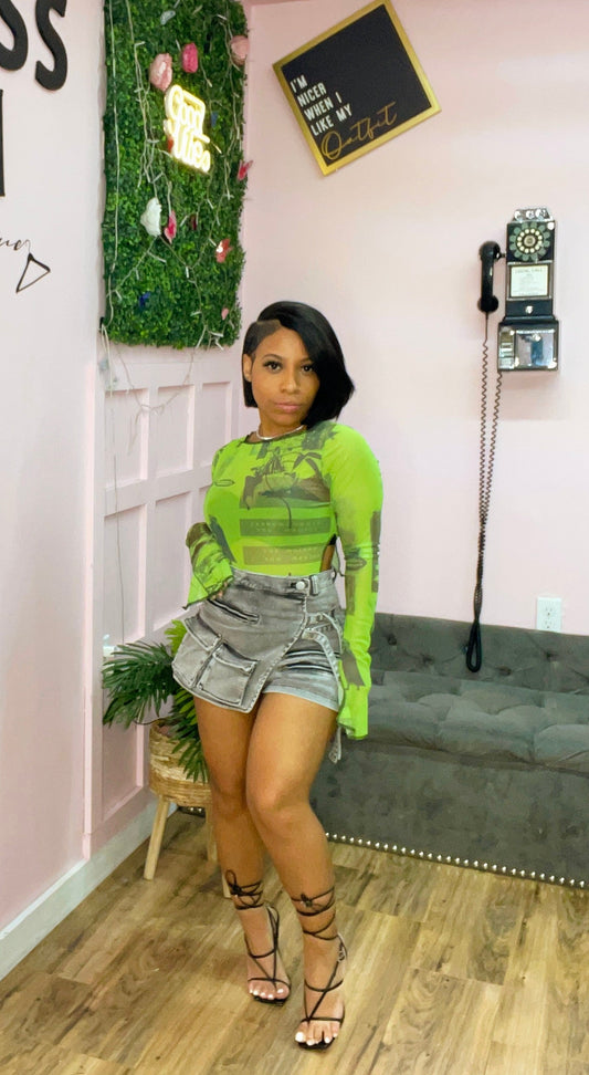 grey acid wash skort