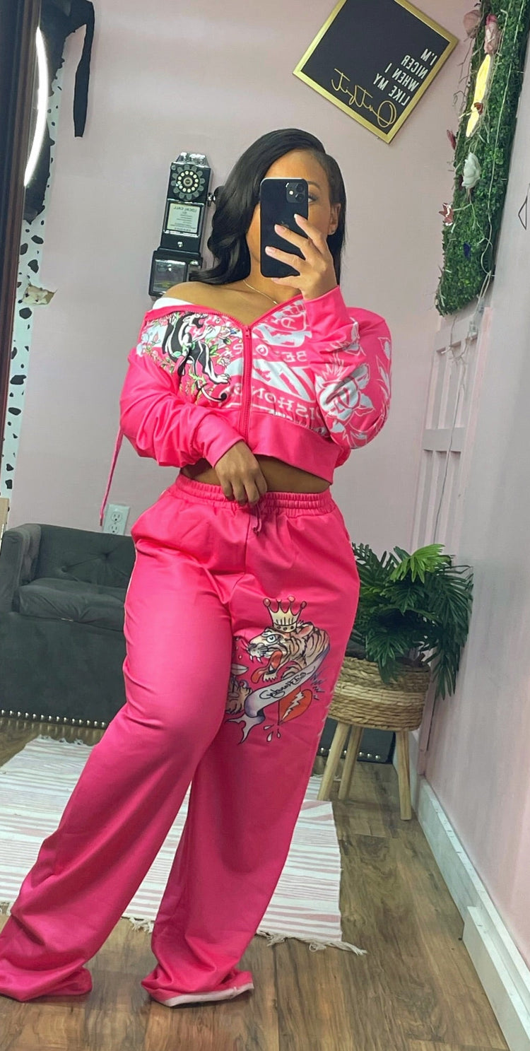 pink ed hardy jogging suit