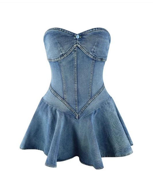 denim babydoll dress