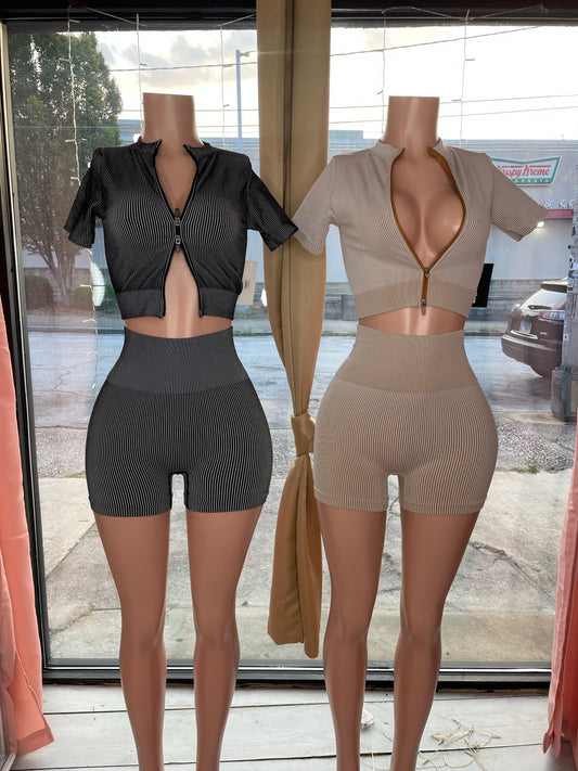 Striped 2 Piece Set (Black/White)