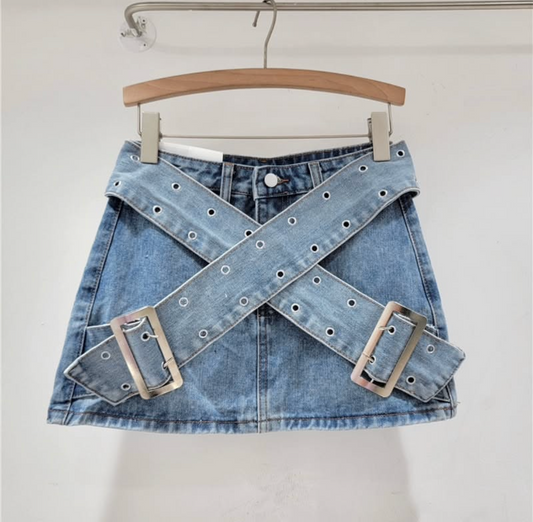 denim skort 