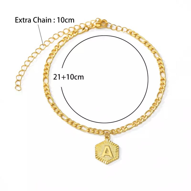 Initial Me Letter Charm Anklet